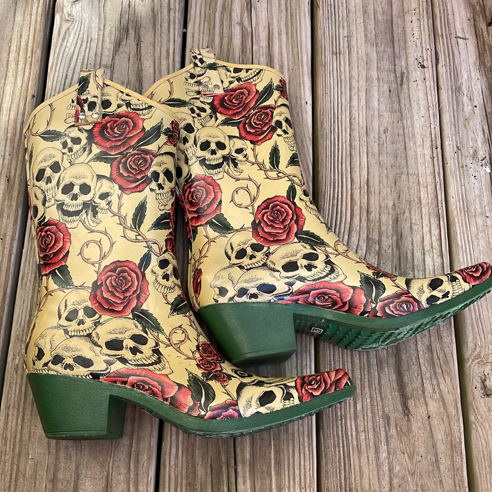 NOMAD  Skull Rose Western Cowgirl Mid Calf Women's Boots Size 9